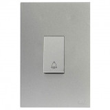 Conjunto Pulsador de Campainha Vertical 4x2 - RECTA PRATA SATIN FOSCO